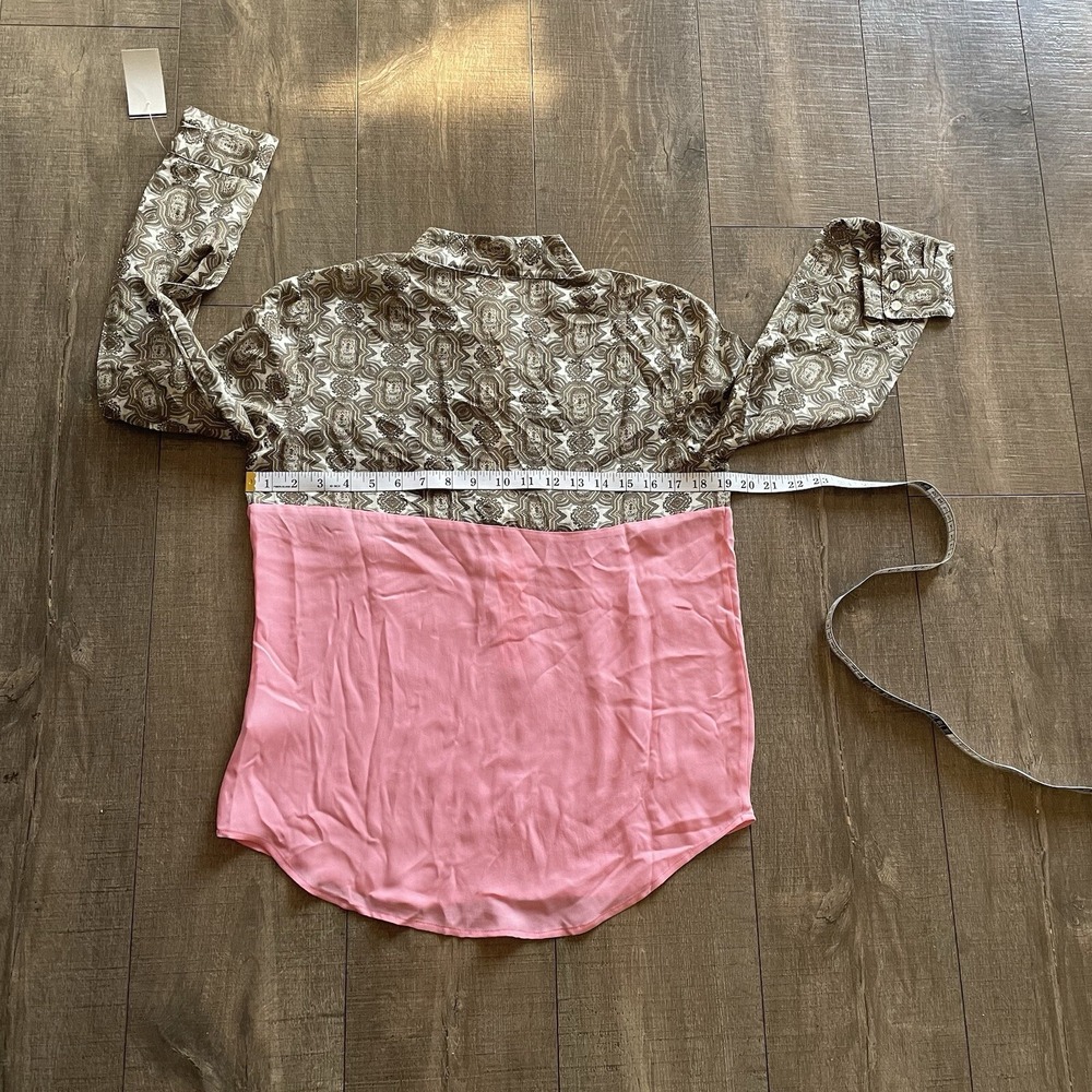 NWT J.Crew Collection Blouse Womens 4 Pink Summer Silk Paisley Colorblock Luxe - Picture 11 of 14